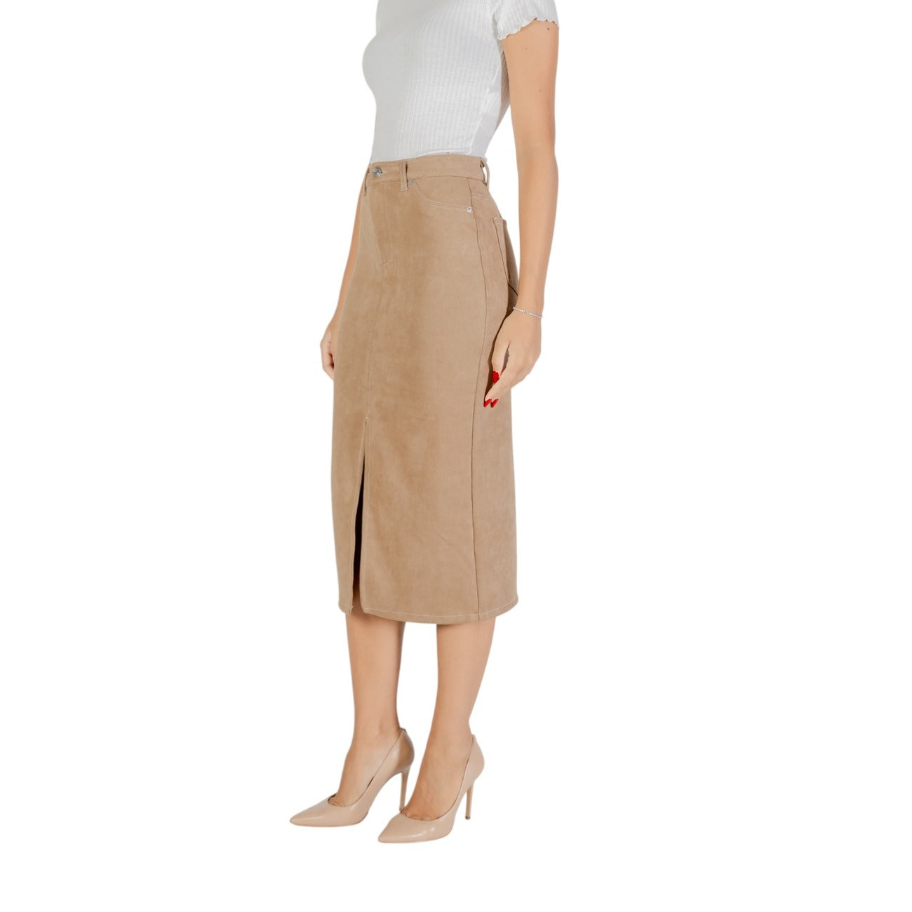 Only Women Khaki Midi Skirt