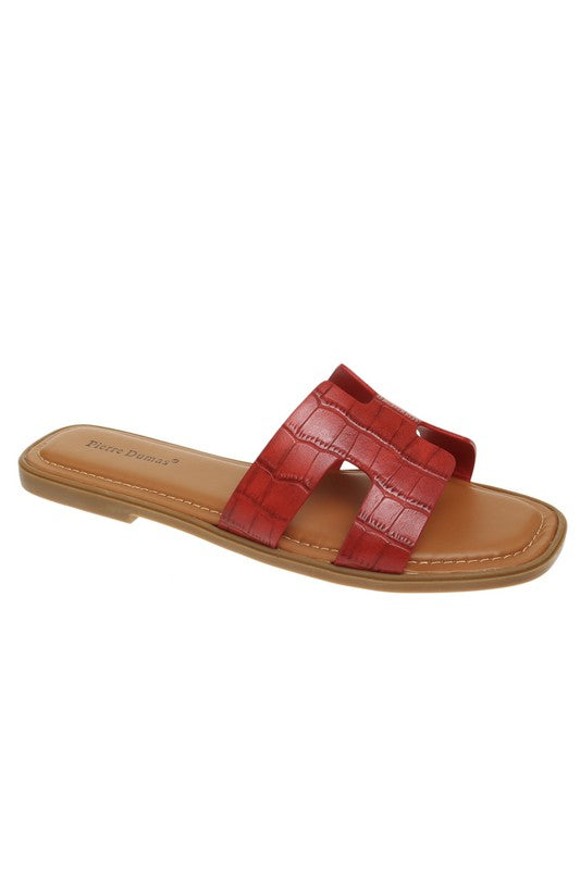 Flat Flip Flop Slides Crocodile Leather