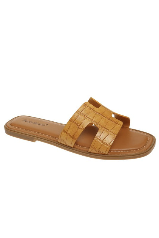 Flat Flip Flop Slides Crocodile Leather