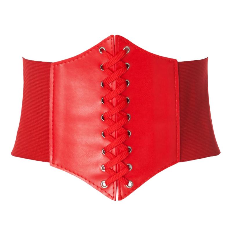 Stretchable Corset Belt With A Shoe String Lace Up Front
