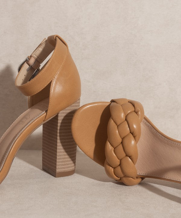 Thick Heel White Dressy Casual Sandals - Ankle Strap Closure