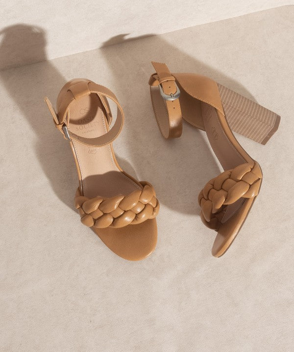 Thick Heel White Dressy Casual Sandals - Ankle Strap Closure
