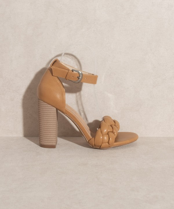Thick Heel White Dressy Casual Sandals - Ankle Strap Closure