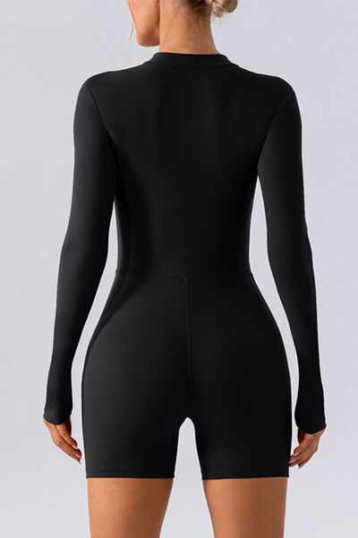 Half Zip Long Sleeve Activewear Romper