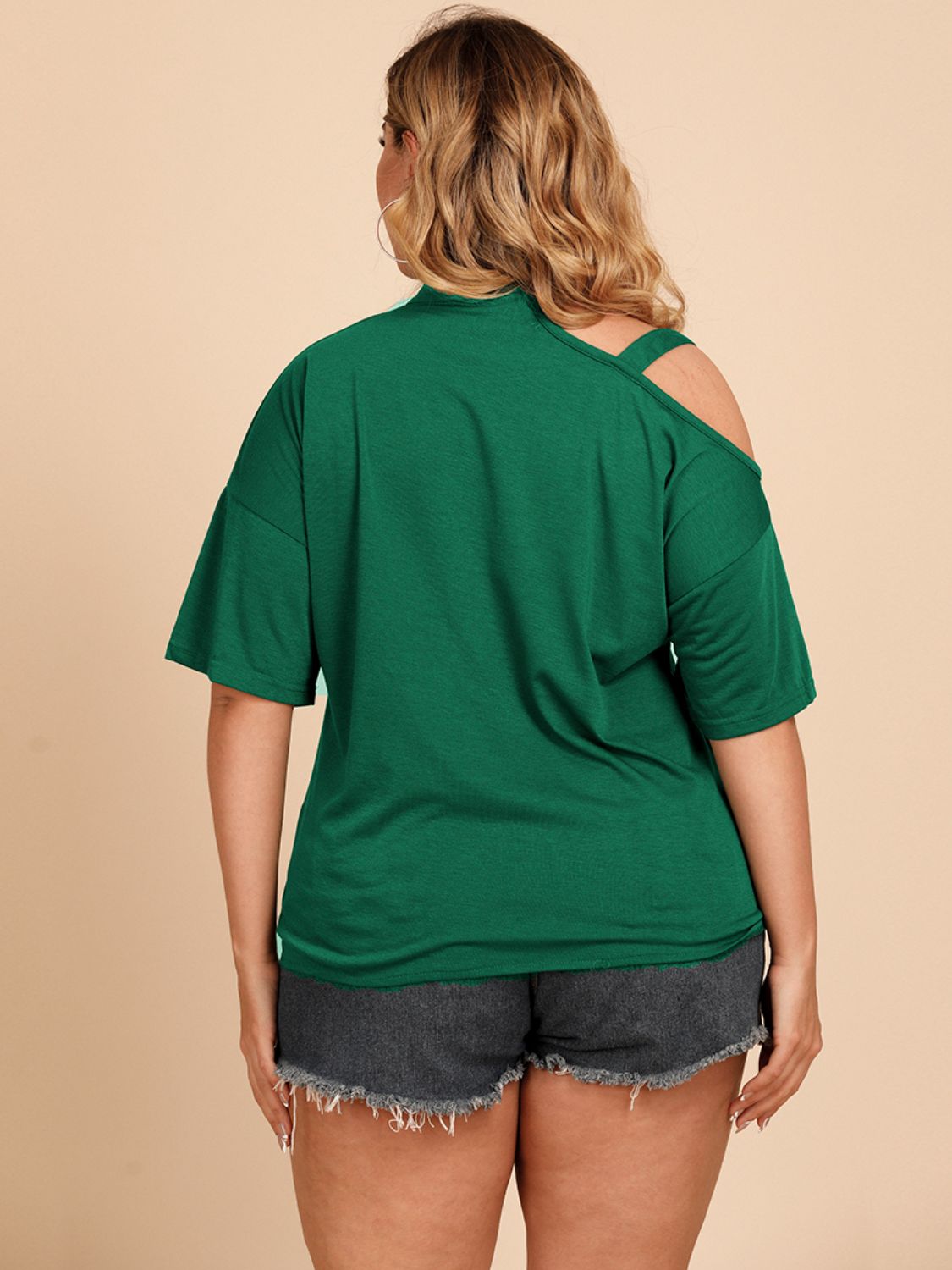 Plus Size One Shoulder Cut Out Front Tie Top