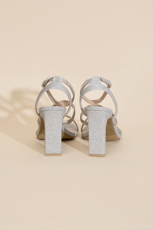 Dressy Glitter Ankle Strap High Heel Sandals