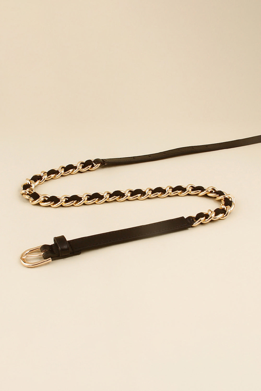 PU Gold Chain Skinny Belt
