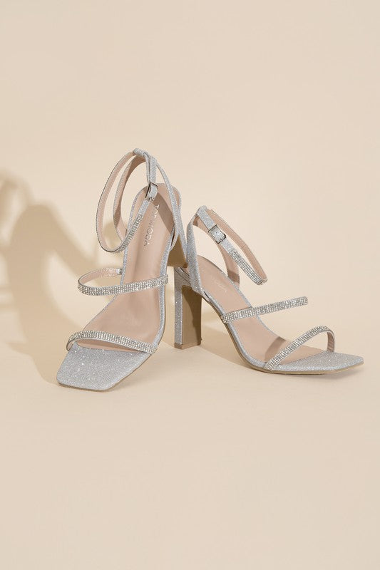 Dressy Glitter Ankle Strap High Heel Sandals