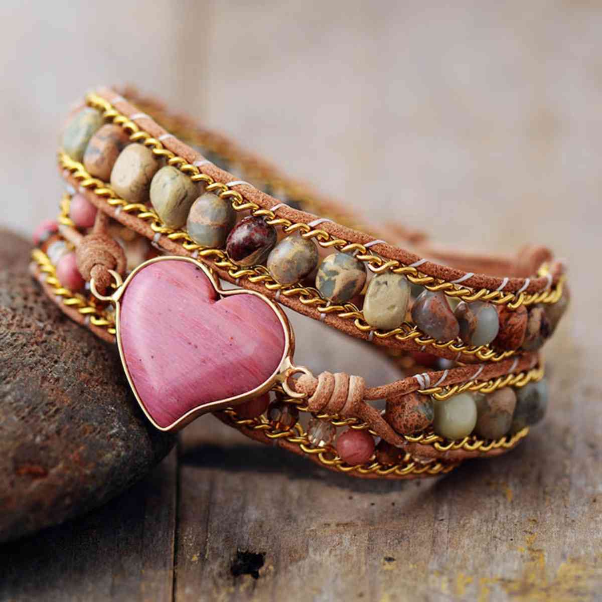 Crystal Heart Bead Bracelet