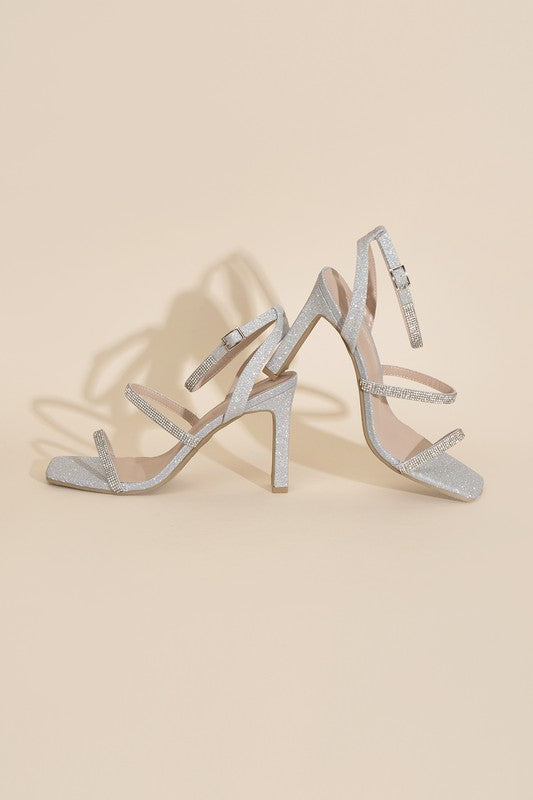 Dressy Glitter Ankle Strap High Heel Sandals