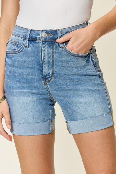 Judy Blue Tummy Control High Waist Denim Shorts Folded Hem