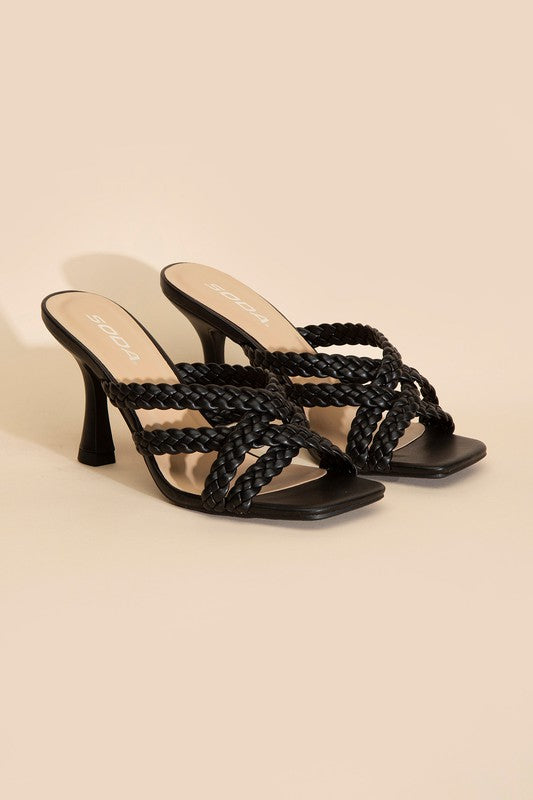Black Simple Black open Toe Sandals With 2 inch Heel
