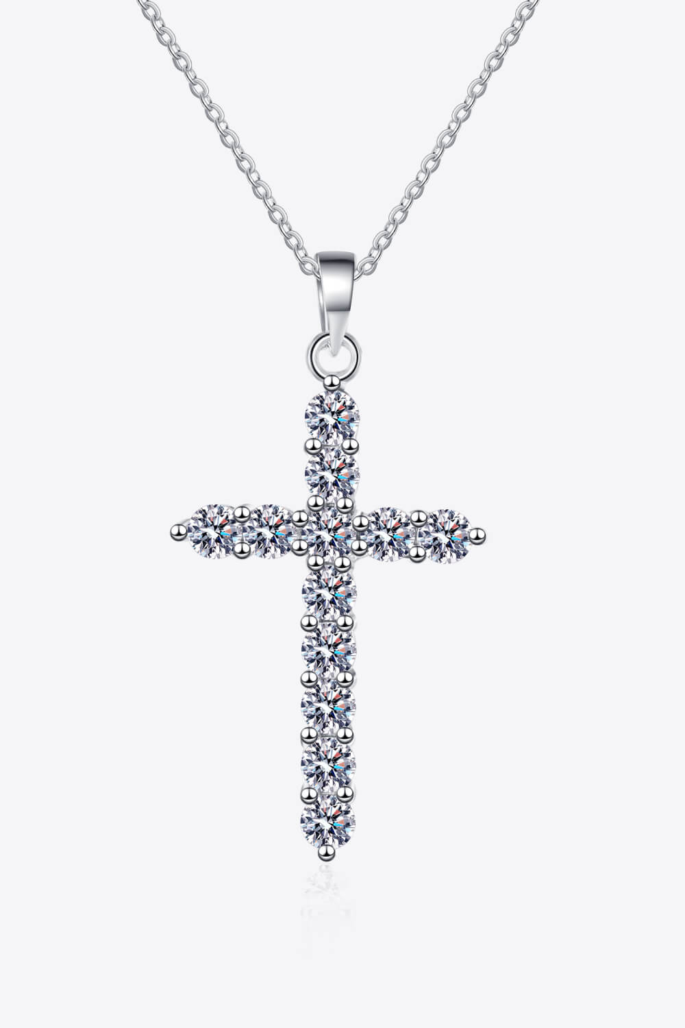 Silver Necklace With Sparkling Diamond Cross Pendant