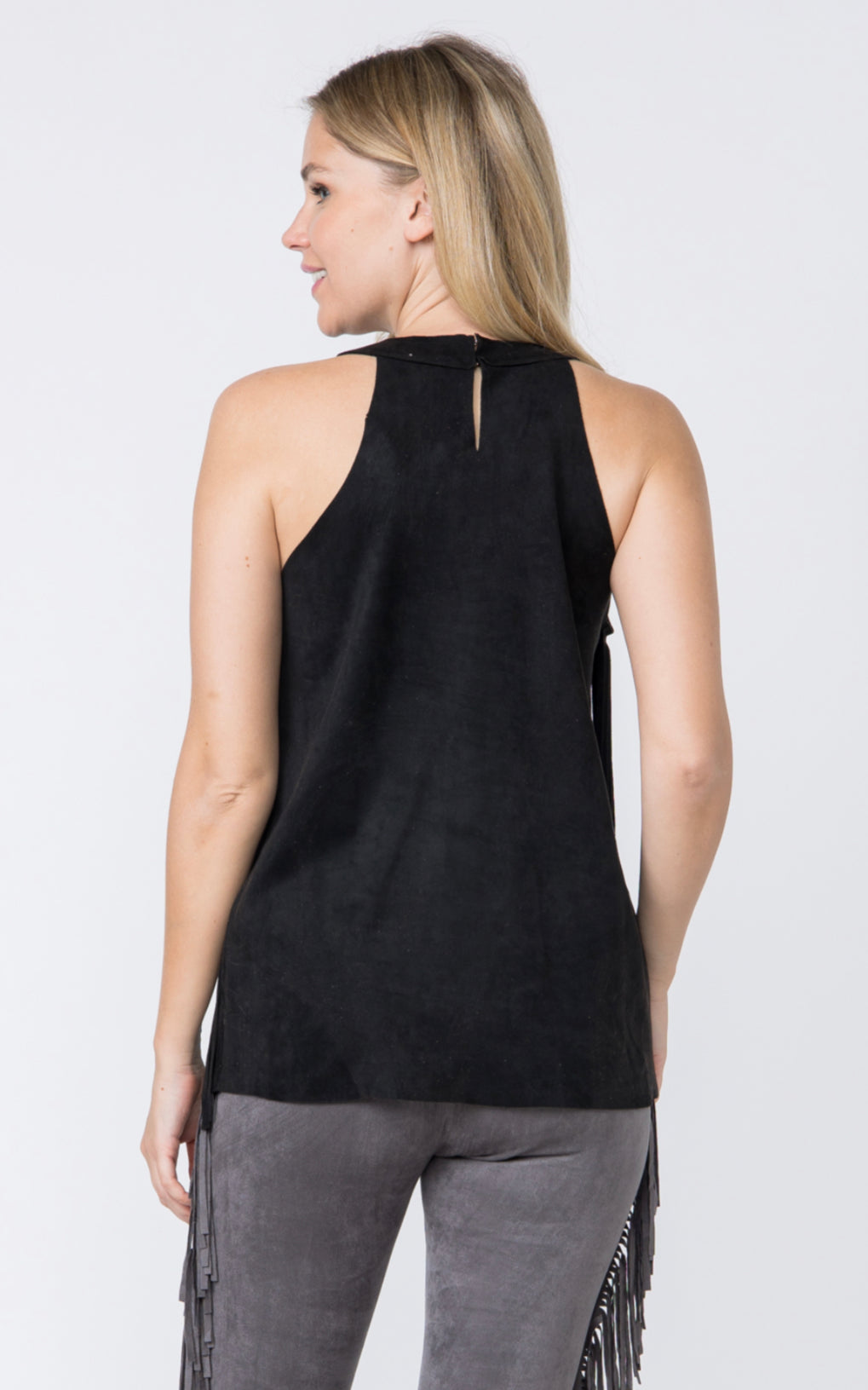 Suede Fringe Casual Tank Top