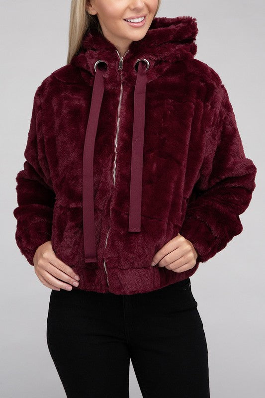 Fluffy Furry Zip-Up Hoodie