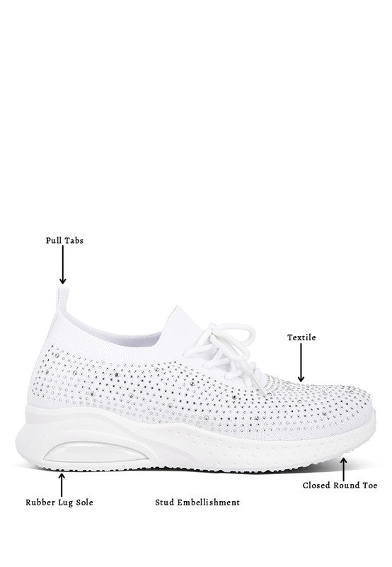 Elizha Studded Embellished Lace Up Slip on Sneakers