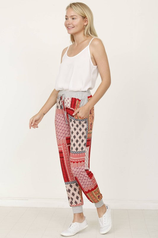 Hankerchief Print Loose Fitting Joggers