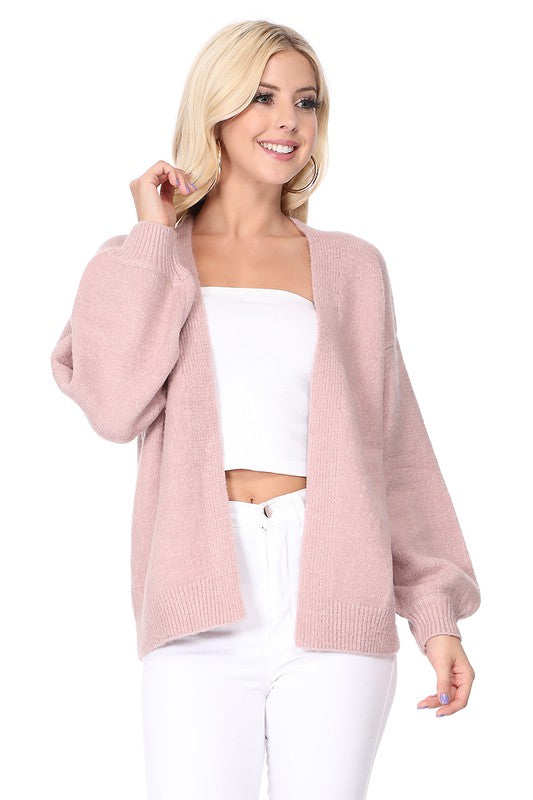 Soft Bell Sleeve Open Sweater Casual Cardigan