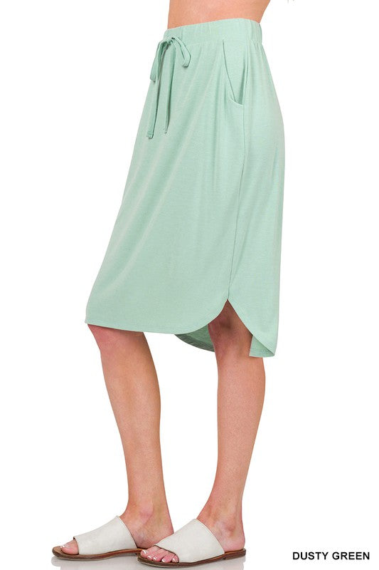Self Tie Tulip Skirt with Front Side Pockets