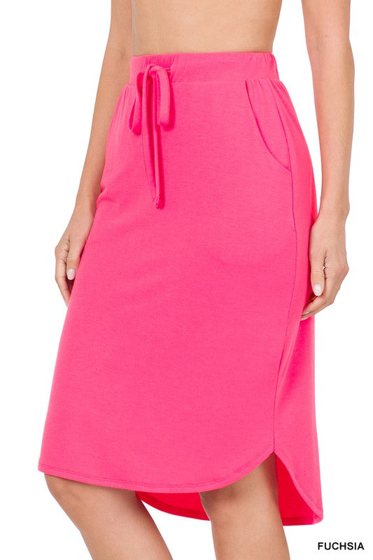Self Tie Tulip Skirt with Front Side Pockets
