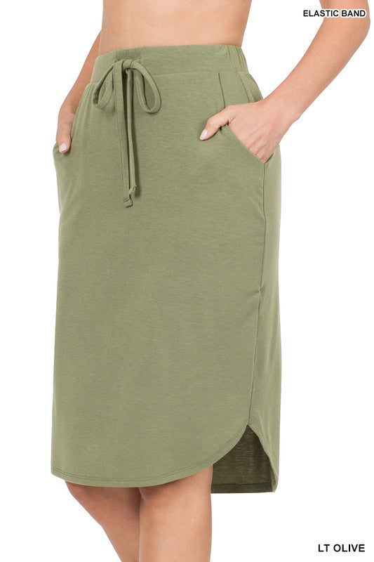 Self Tie Tulip Skirt with Front Side Pockets