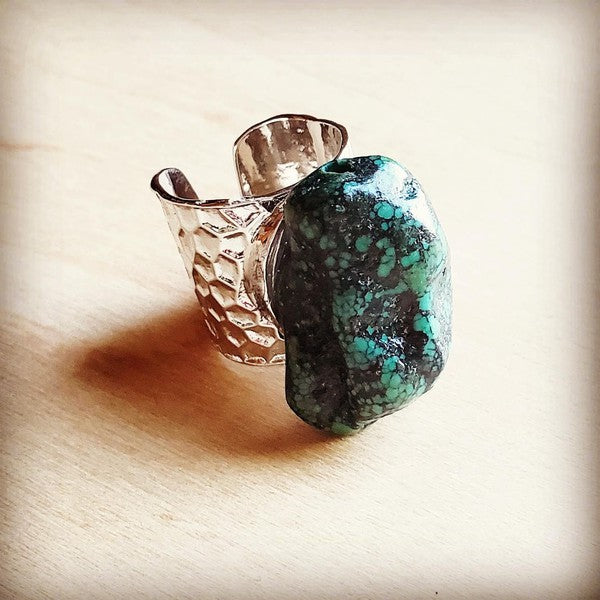 Natural Turquoise Chunk on Cuff Bracelet