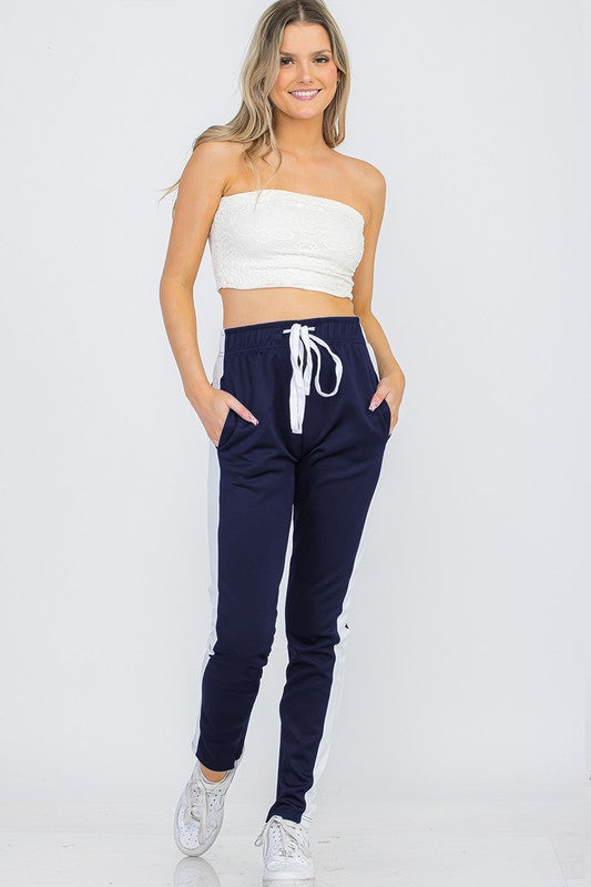 Single Stripe Track Pants With Drawstrings