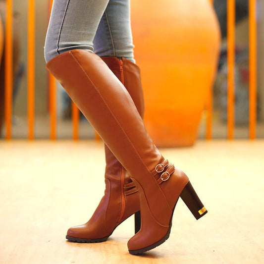 Tall Leather High Heel Boots