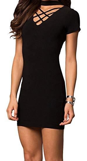 Cage Front Sleeve Party Dress With Chocker