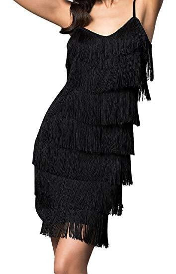 Turning it Out Black Fringe Mini Dress