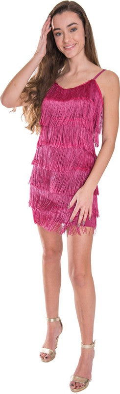 Turning it Out Black Fringe Mini Dress