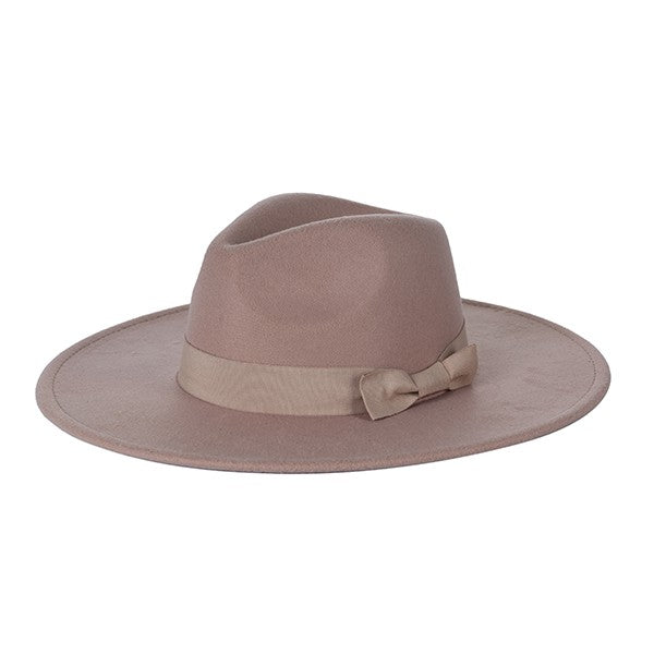 Wide Brim fedora With Ribbon Trim