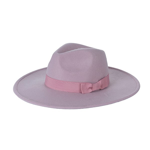 Wide Brim fedora With Ribbon Trim
