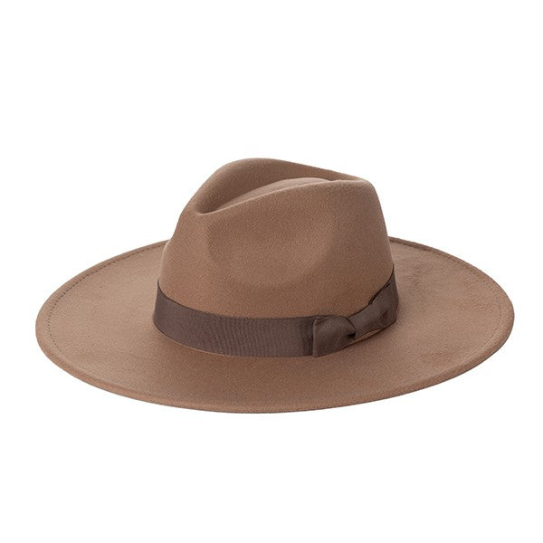 Wide Brim fedora With Ribbon Trim