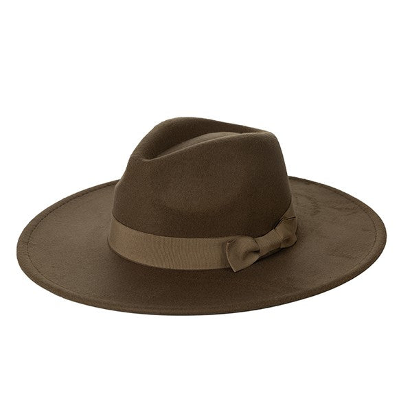Wide Brim fedora With Ribbon Trim