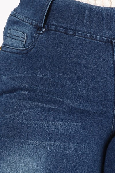 Hi-Waist Distressed Denim Bermuda Shorts