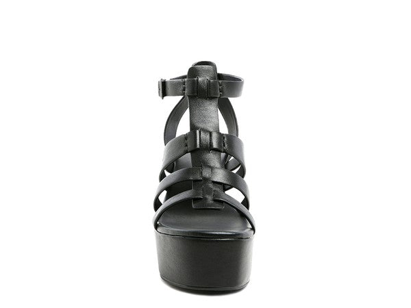 Windrush Cage Wedge Leather Sandals