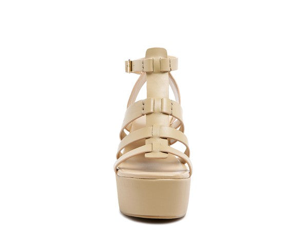 Windrush Cage Wedge Leather Sandals