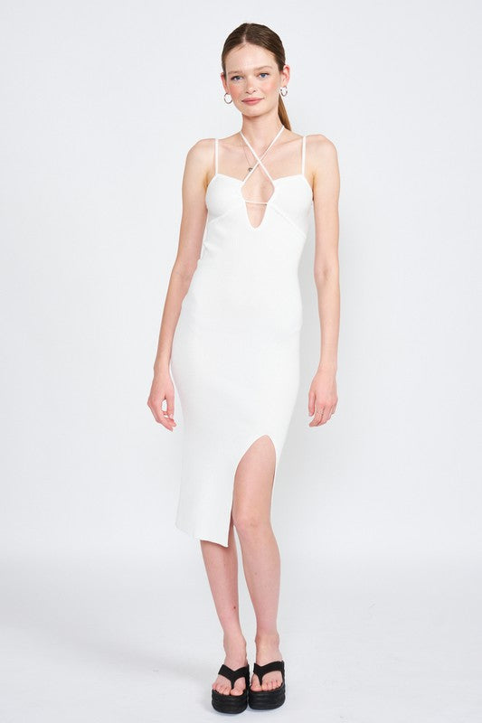 Mint Criss Cross Spaghetti Strap Midi Dress With Split