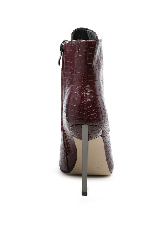 Escala Croc Lace Up Stiletto Heel Boot