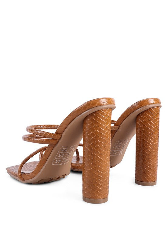 Croc Print High Heel Slide In Sandals