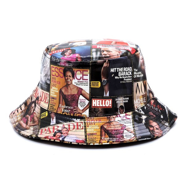 Magazine Cover Collage Print  Bucket Hat