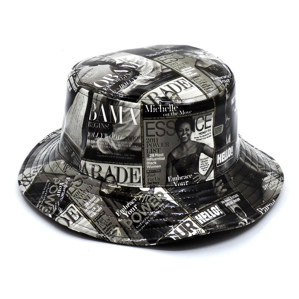 Magazine Cover Collage Print  Bucket Hat