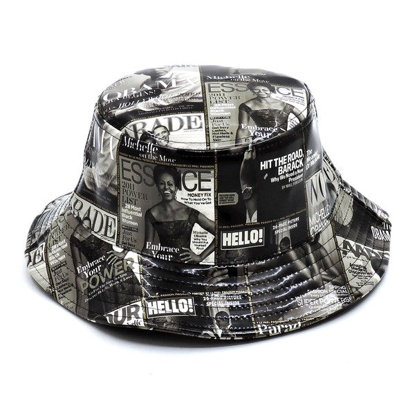 Magazine Cover Collage Print  Bucket Hat