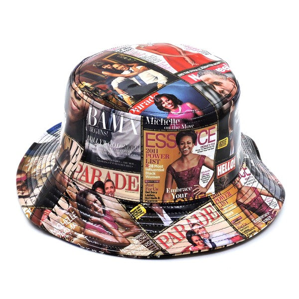 Magazine Cover Collage Print  Bucket Hat