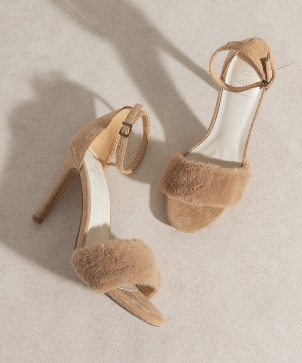 Oasis Society Hadley - Ankle Strap Luxury Fur Heels