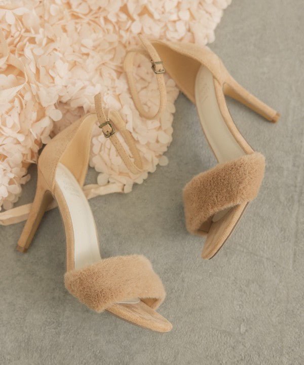 Oasis Society Hadley - Ankle Strap Luxury Fur Heels