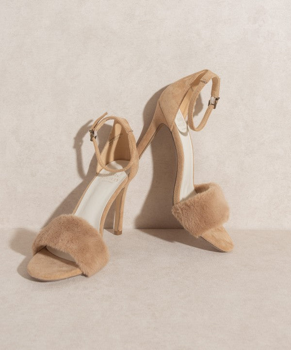 Oasis Society Hadley - Ankle Strap Luxury Fur Heels