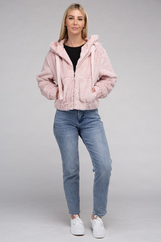 Fluffy Furry Zip-Up Hoodie