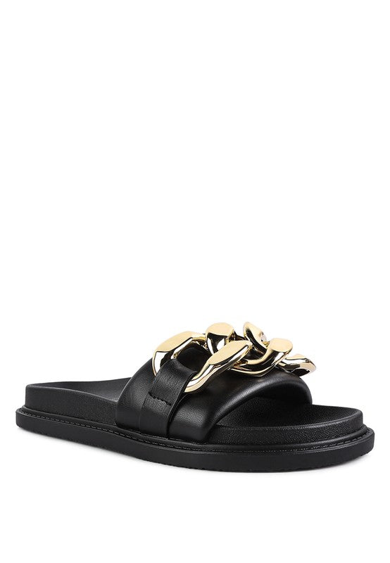 Onyx Metal Chain Cushion Slides